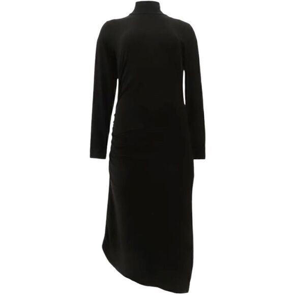 G.I.L.I. Ruched Knit Long Sleeved Midi Dress in Noir Black • Size 1X - Picture 5 of 9
